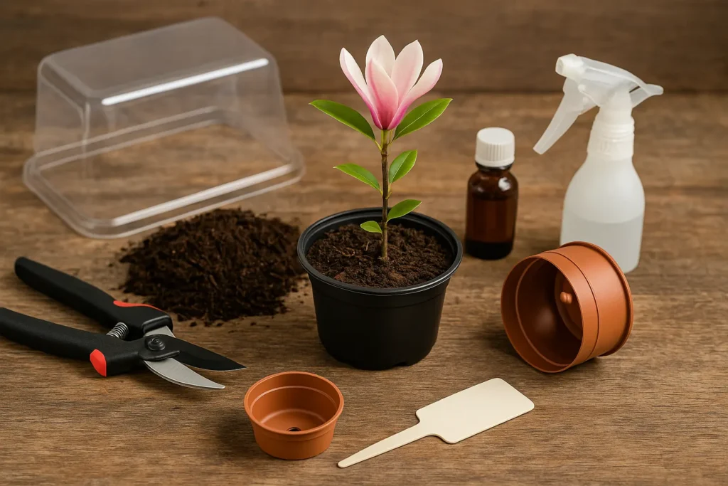 Préparer le matériel et vos boutures de magnolia