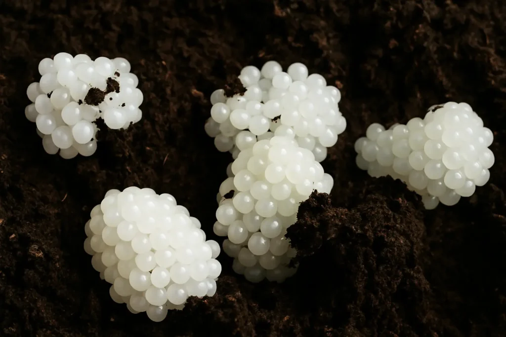 oeuf blanc dans la terre