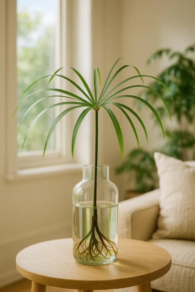 Cultivez votre papyrus dans un vase d'eau pour un intérieur rafraîchissant