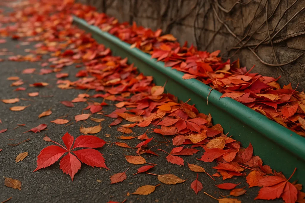 Une chute massive de feuilles en automne
